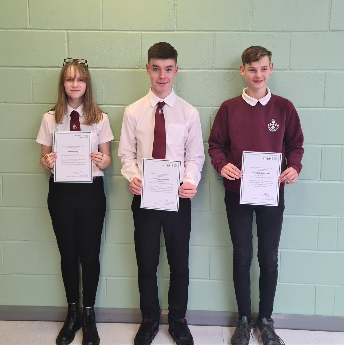 Congratulations to our 3 learners; Evie, Connor &amp; Lewis on all their hard work and commitment throughout the Young Pathfinders Programme 👏🏅✨️ They were fantastic representatives on the pilot programme for <a href="/AlloaAcademy/">Alloa Academy</a>! #Ambition #Respect #Resilience