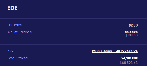 ede_finance's tweet photo. Ah, gotta love that #TestnetPhase1 APR.
Few hours left before our testnet goes public! Don't miss out on becoming a discord OG!
The more tester & more feedback we get, the stronger our protocol becomes!
#BNBCHAIN #ETH #BTC #BNB #Airdrop https://t.co/VAZRjRKQA8