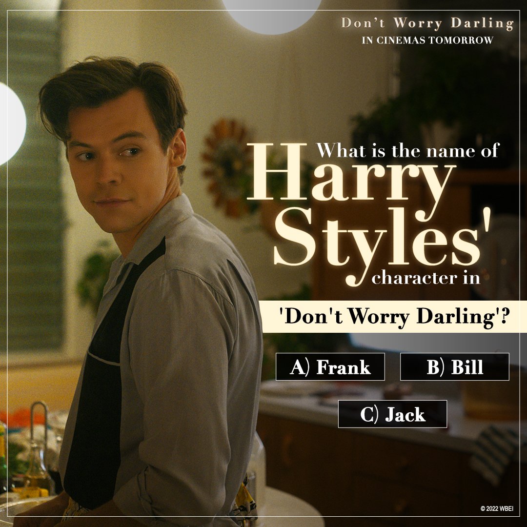 WarnerBrosIndia's tweet image. #Question2 of the #DontWorryDarlingContestIndia

We know him as Harry Styles but Victory Town knows him as Mr. ___ Chambers.

Participate in the Contest &amp;amp; stand a chance to win exclusive WB movie merchandise.

Contest Rules in the comments below.

#DontWorryDarling #ContestAlert