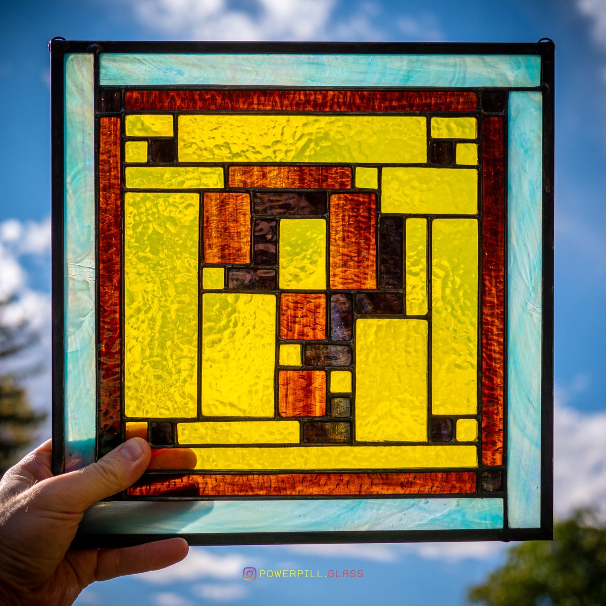 Latest Stained Glass Project! It's a question block from the NES Super Mario Brothers :D If you want to follow any of my stained glass work you can check it out on IG at powerpill.glass ☺️