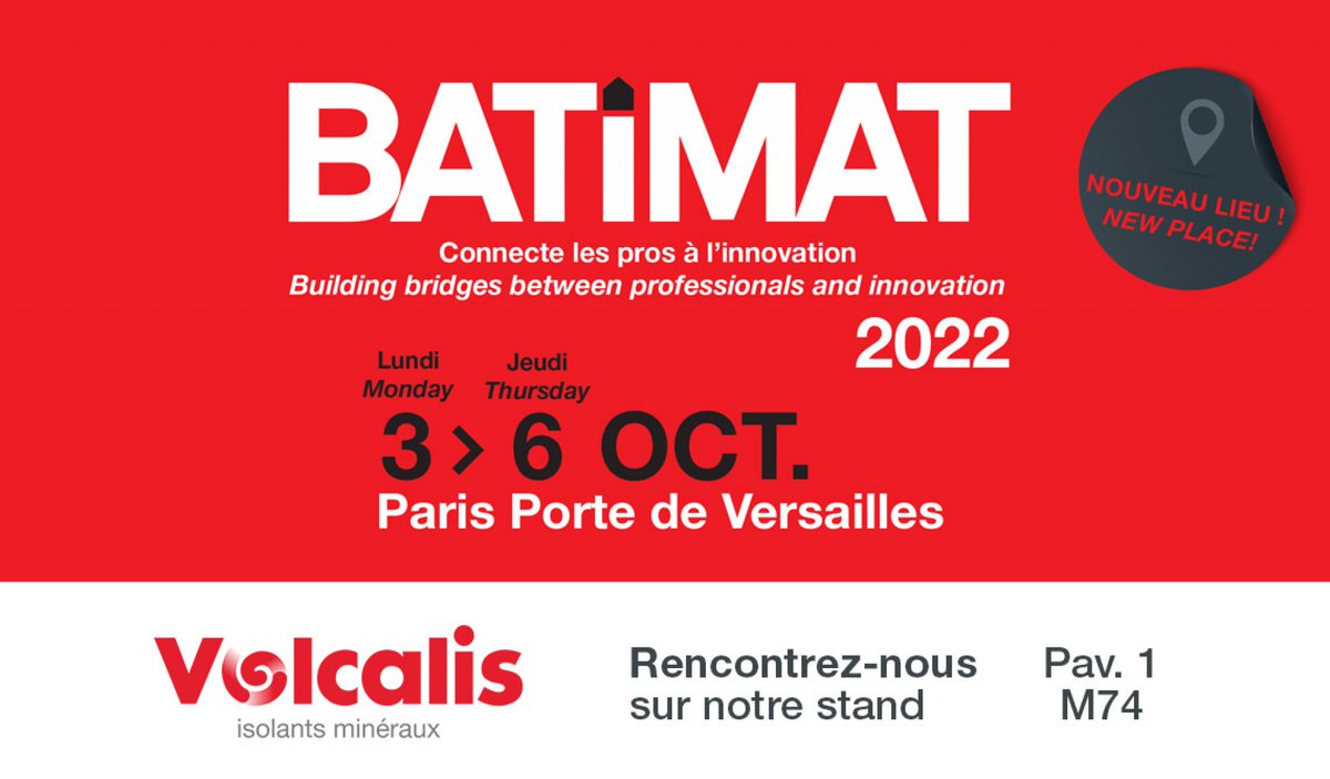 A Volcalis vai estar presente na #Batimat 2022, que se realiza em Paris, de 03 a 06 de outubro. Apostando cada vez mais na internacionalização, a #Volcalis irá apresentar ao mercado francês as suas novidades no segmento do #isolamento.
volcalis.pt/pt/noticia/vol…