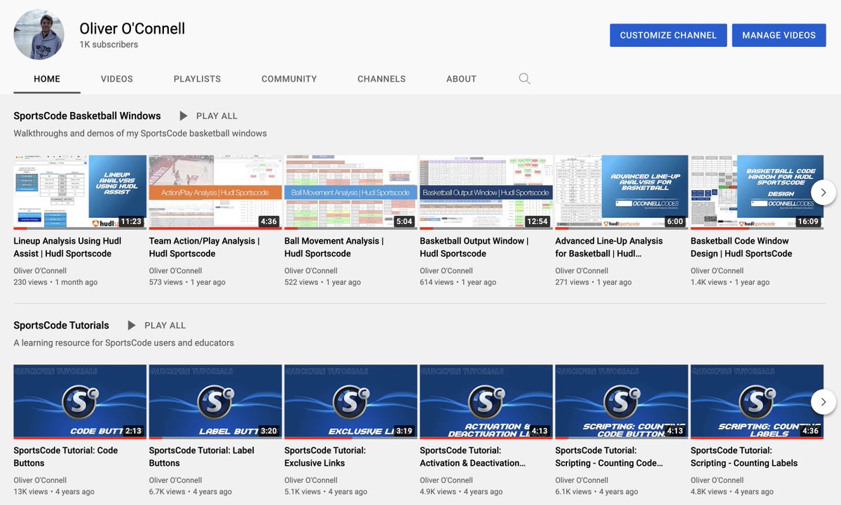 oliverjoconnell's tweet photo. Really cool to see the YouTube channel hit 1000 subscribers for a very niche topic like video analysis! I love hearing stories from Sportscode users about how the videos helped them in their careers. It led to me getting a job as well so really to the network these videos created https://t.co/ynbAuOBFgG