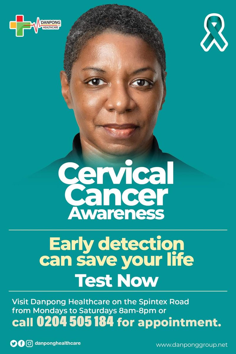 DanpongHealth_'s tweet photo. Take action Now! Know your status.
Call our dedicated line 0204505184 for appointments and enquiries.
Walk-in to Danpong Healthcare on the Spintex Road from Mondays to Saturdays 8am-8pm.
#Danpongcares
#Cervicalcancer
#Cancer
#Healthandhappy https://t.co/ITWP8Hb4Fi