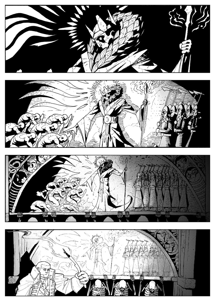 Grimoire - 01

I'm slowly clearing up the work debris because of which there was a break in posts. So for now I'm leaving the pages of one of my comics. 

#art #comics #ink #comicart #comicsartist #comicsdrawing  #grimdarkart #grimdarkfantasy  #dndcharacterart  #fantasycomics