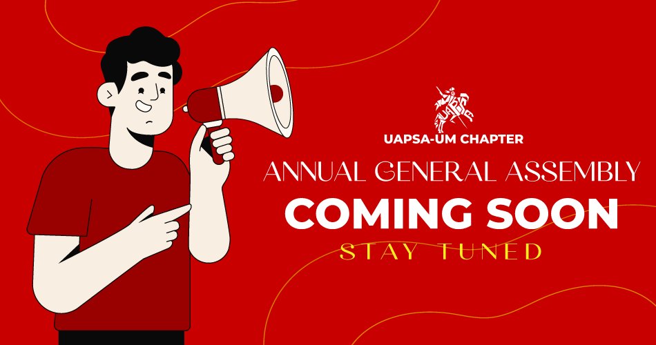 uapsa_um's tweet photo. Heads Up, mga ka-UAPSA! 📣

Excited na ba to meet and greet our fellow ka-Arki student in UAPSA Family? Chill lang, because UAPSA UM Chapter Annual General Assembly is 𝗰𝗼𝗺𝗶𝗻𝗴 𝘀𝗼𝗼𝗻! 

Stay tuned, Ninjas!
 
#UAPSAlubong #UAPSAlamuha
#UAPSAnnualGeneralAssemblyUMChapter https://t.co/iHtX91kNiM