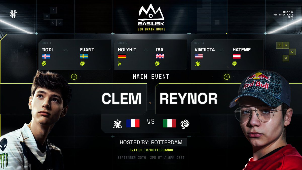 BASILISK (@basilisk_gg) on Twitter photo Basilisk Big Brain Bouts #4
Hosted by <a href="/RotterdaM08/">Kevin van der Kooi 🇺🇦</a>
Friday 2pm ET / 8pm CEST
---
Watch smart sports. Basilisk Big Brain Bouts #4
Hosted by <a href="/RotterdaM08/">Kevin van der Kooi 🇺🇦</a>
Friday 2pm ET / 8pm CEST
---
Watch smart sports.
