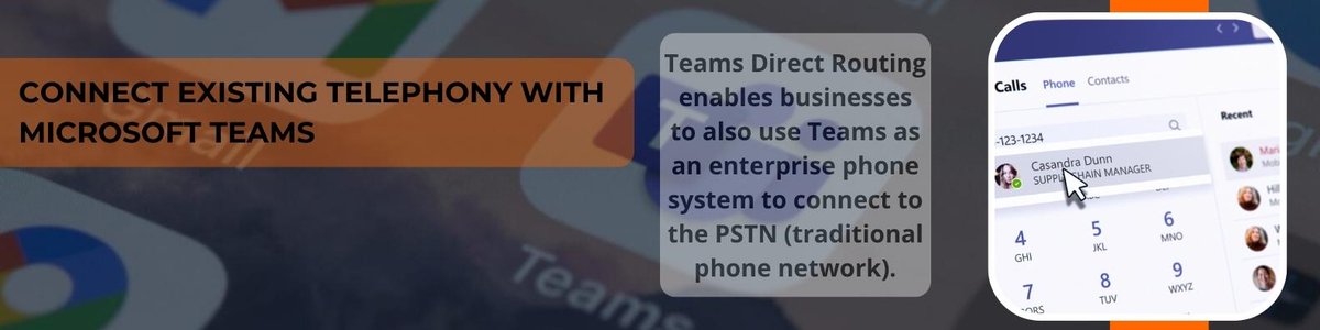 NetagenCanada's tweet image. Connect existing telephony with Microsoft Teams
Teams Direct Routing enables businesses to also use Teams as an enterprise phone system to connect to the PSTN.
Learn how it works today!
hubs.li/Q01nmFJY0
#NetagenPartner #TeamsDirectRouting #Teams