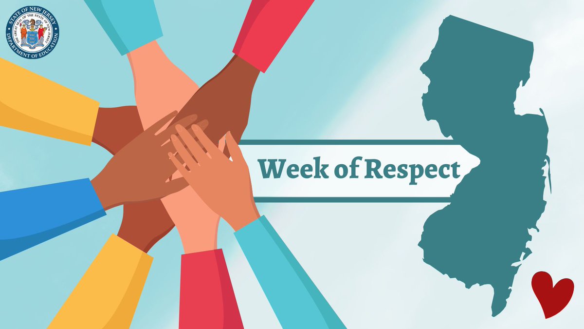 New Jersey Department of Education (@newjerseydoe) on Twitter photo Week of Respect in New Jersey is October 3-7! How is your school preventing harassment, intimidation, and bullying? Tag <a href="/NewJerseyDOE/">New Jersey Department of Education</a> to share your Week of Respect programs or activities! #WeekOfRespect ❤️ Week of Respect in New Jersey is October 3-7! How is your school preventing harassment, intimidation, and bullying? Tag <a href="/NewJerseyDOE/">New Jersey Department of Education</a> to share your Week of Respect programs or activities! #WeekOfRespect ❤️