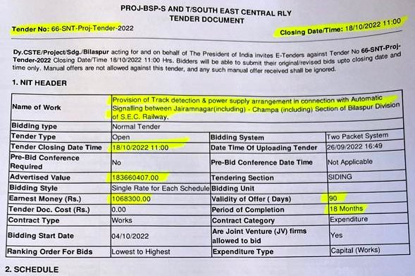 Railwhispers's tweet photo. #SECR Bilaspur Signalling officers to support the ring leader of cartel which is based from kolkata & regular works contractor of SECR floated a tender of 380 DP at basic rate 465719 when the stores basic rate is 310000 causing loss of 6 cr when same could be floated through/2 https://t.co/DYXlgEJyW3