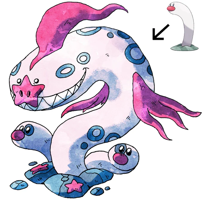 wigglord - evolution for wiglett. it instinctually stays with other wiglett, protecting them from wild wingull. in return, they keep lookout and help it trap prey #pokemon #fakemon #PokemonScarletViolet 