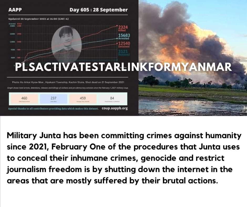 Military Junta has been committing crimes against humanity since 2021, February . One of the procedures that Junta uses to conceal their inhumane crimes, genocide and restrict journalism freedom is