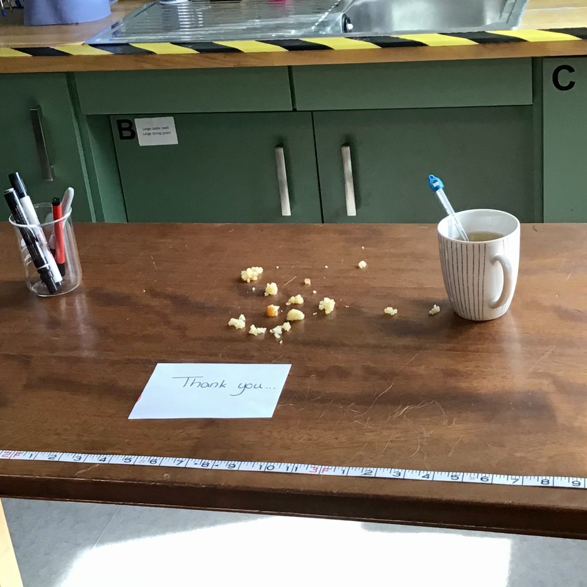 CryptScience's tweet photo. Crypt Science &amp; Astronomy club have turned detective carrying out a forensic investigation of a “crime scene”. A cake has disappeared. Using chromatography, they are one step closer to finding whodunnit and who owes us a cake! #CryptScience https://t.co/zr6b5mCotE