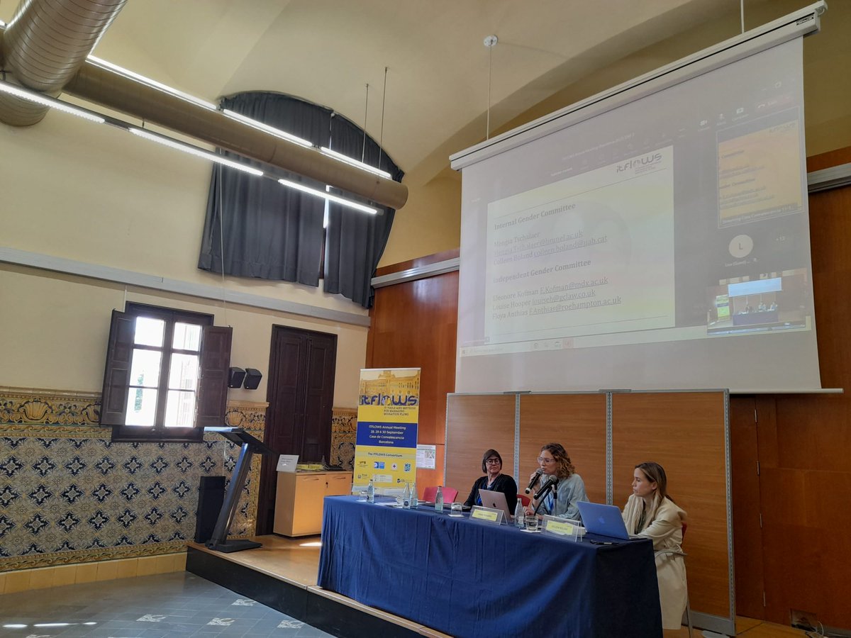 ITFLOWS1's tweet photo. One of the quality checks our project is passing  regularly comes from the Independent Ethics Board, the Data Protection Advisor and the Independent Gender Committee. Today all these boards are assessing @ITFLOWS1 in our annual meeting #ITFLOWSbcn22 https://t.co/p7QrL1eVDW