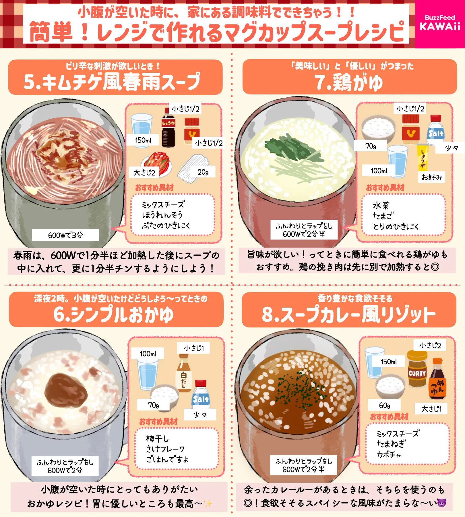 寒い時期にぴったり！マグカップで作れる、簡単スープまとめ。