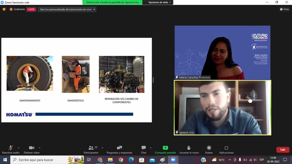 MacroZonaNorte's tweet photo. Gracias totales 😀 a todos los que participaron activamente 💻📱 en la cuarta charla de nuestra iniciativa "Preparo mi Práctica y Proyecto de Vida" 👏🏻👏🏻, en especial a las expositoras de Finning, SQM y @KomatsuMining quienes nos contaron su experiencia en la minería😃 https://t.co/IqULvBU2w6