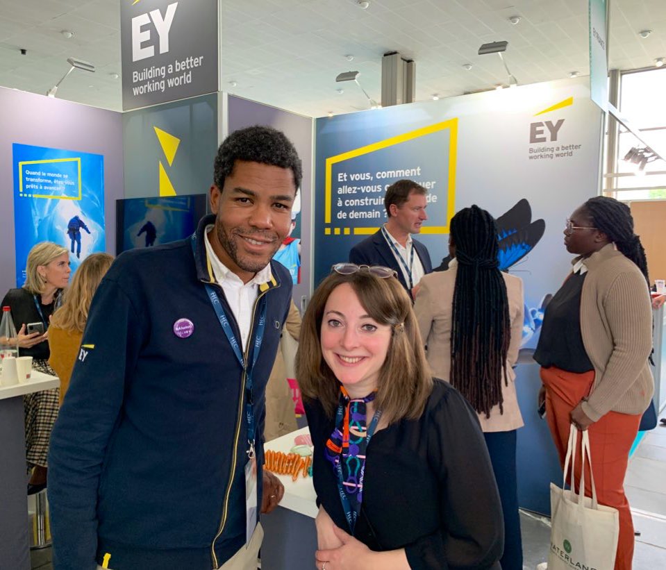 HECParis's tweet photo. At @EYFrance, employees can engage at the workplace via:
➡️ @FondationEY to help open access to training and employment to disadvantaged people
➡️ Elles &amp; You for #GenderEquity
➡️ Smart working for a healthy work-life balance. With Eden Agbojan &amp; Zoé Robyn, EY France. #HECtalents https://t.co/OEkcutreLQ