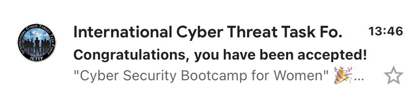 Omocom__'s tweet photo. I am pleased to announce that I have been accepted to the Cybersecurity Bootcamp for Women by the @icttf starting on October 3rd, 2022. I’m excited for what is to come! 🥳
#icttfwomen
#icttf https://t.co/hKkqH12d8N