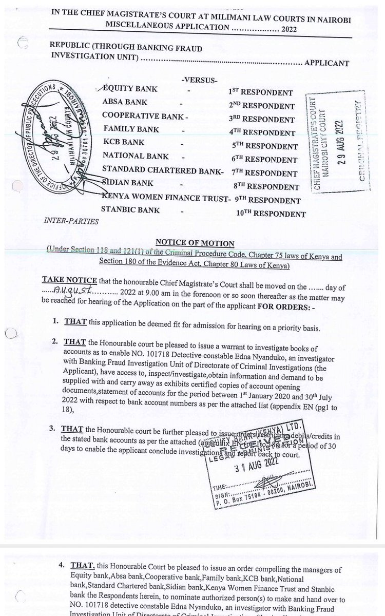 AzonyAleky's tweet photo. On 29th of August 2022, Milimani law courts ordered @KeEquityBank, @AbsaKenya, @Coopbankenya, @FamilyBankKenya, @KCBGroup, @nationalbank @StanChartKE, @SidianBank, @KWFTBank and @StanbicKE on behave of @NCBABankKenya to freeze all the account with pending fuliza loan. https://t.co/3L1YeEBNf3