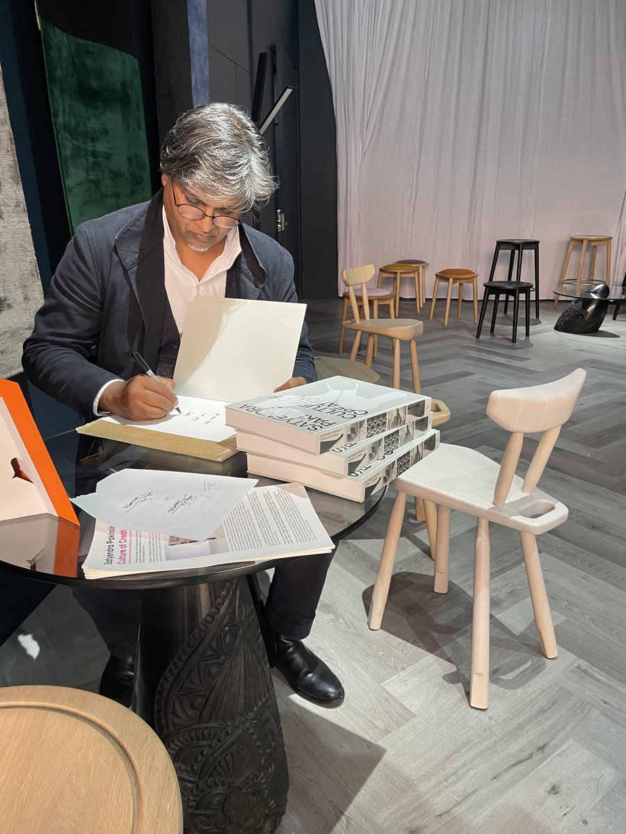 Launch #AbhitoFamily at the 20th Anniversary <a href="/L_D_F/">London Design Festival</a> 22 at <a href="/ShoreditchDT/">Shoreditch DT</a> #satyendrapakhale signing monograph book #cultureofcreation <a href="/nai010/">nai010 publishers</a> featuring the #AbhitoSatelliteChair. 
Thanks to <a href="/CalyahDesign/">Calyah Design</a> and everybody engaging with this unique story started in Brazil..