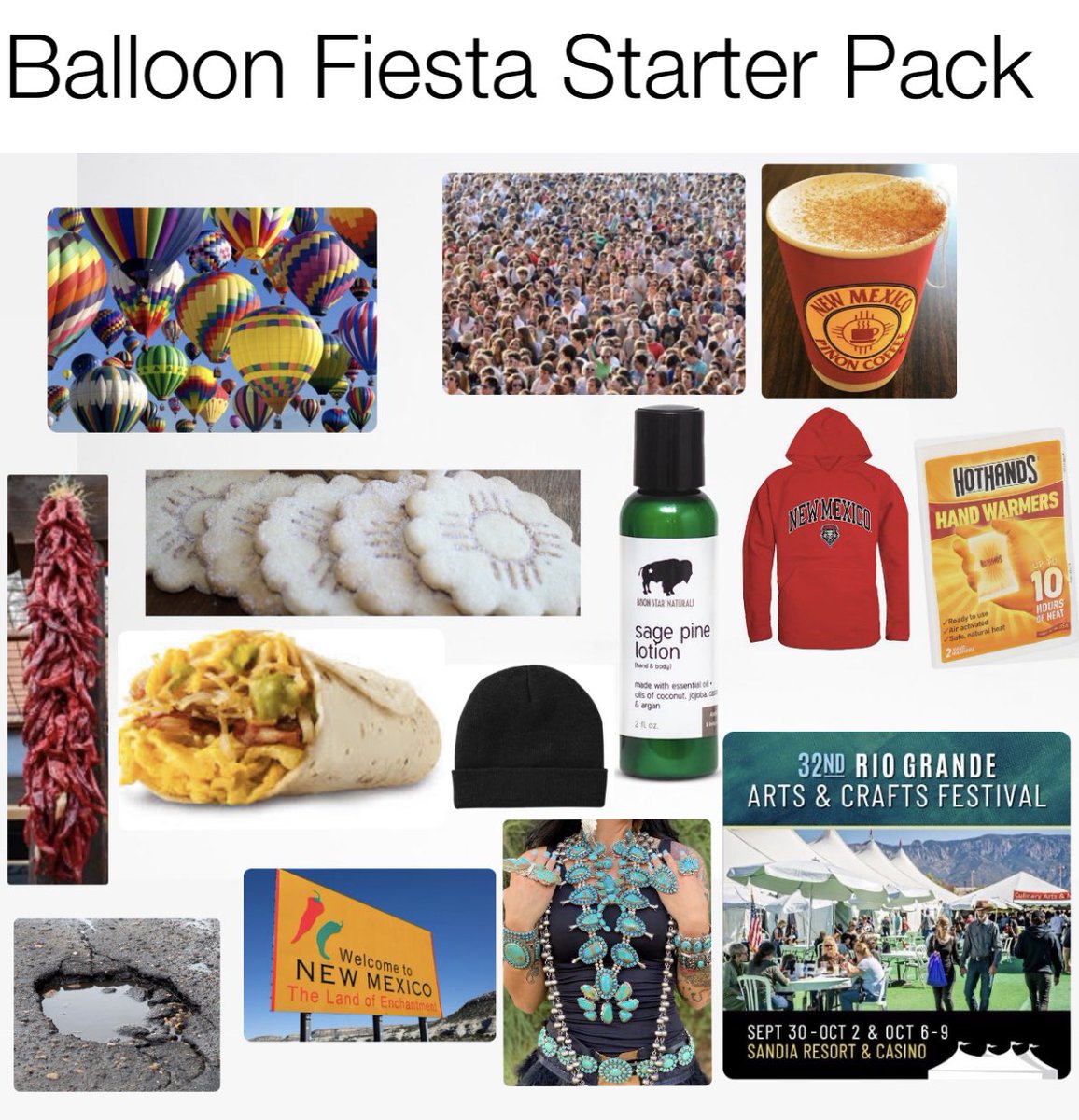 bisonstar's tweet photo. It’s going to be our first time at Albuquerque International Balloon Fiesta so we’re making a list of what we’ll need. Did we forget anything? #newmexico https://t.co/zppGFJJ62U