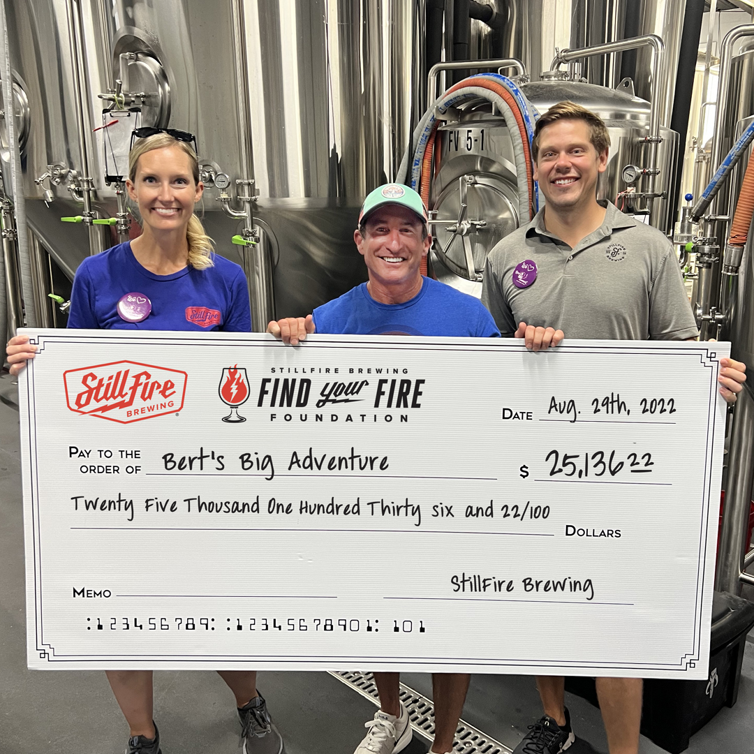bertsbigadv's tweet photo. On August 20th, @StillFireBrew hosted the 2nd Annual Find Your Fire Foundation Fundraiser in an effort to raise funds for #BertsBigAdventure!
Thanks to the incredible folks at #StillFire and their gracious community, they raised $25K for children with chronic/terminal illnesses. https://t.co/PNIQzahhFm