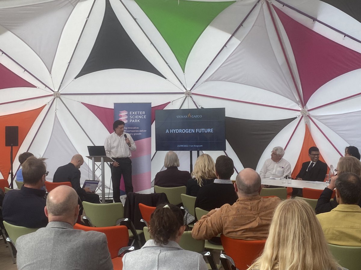 ExeterSciencePk's tweet photo. The final talk on Affordable & Clean Energy at #ExeterNetZero comes from Ian from @StovaxGazco on A Hydrogen Future.
Stovax’s #Hy4Heat programme works to replace the use of natural gases in home heating with renewable hydrogen energy, making heating your home more sustainable. https://t.co/LDdTl5hyfu