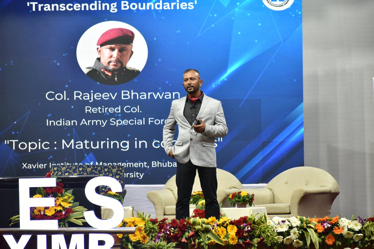 ximb_official's tweet photo. Col. Rajeev Bharwan, a veteran armed personnel, conducted an interactive session on “Maturing in Combats,” wherein he showcased similarities
between leadership in corporate and armed forces and talked about how to be an effective leader.
#XIM #BES2022 #35YearsofXIM https://t.co/AxpANVoeBf