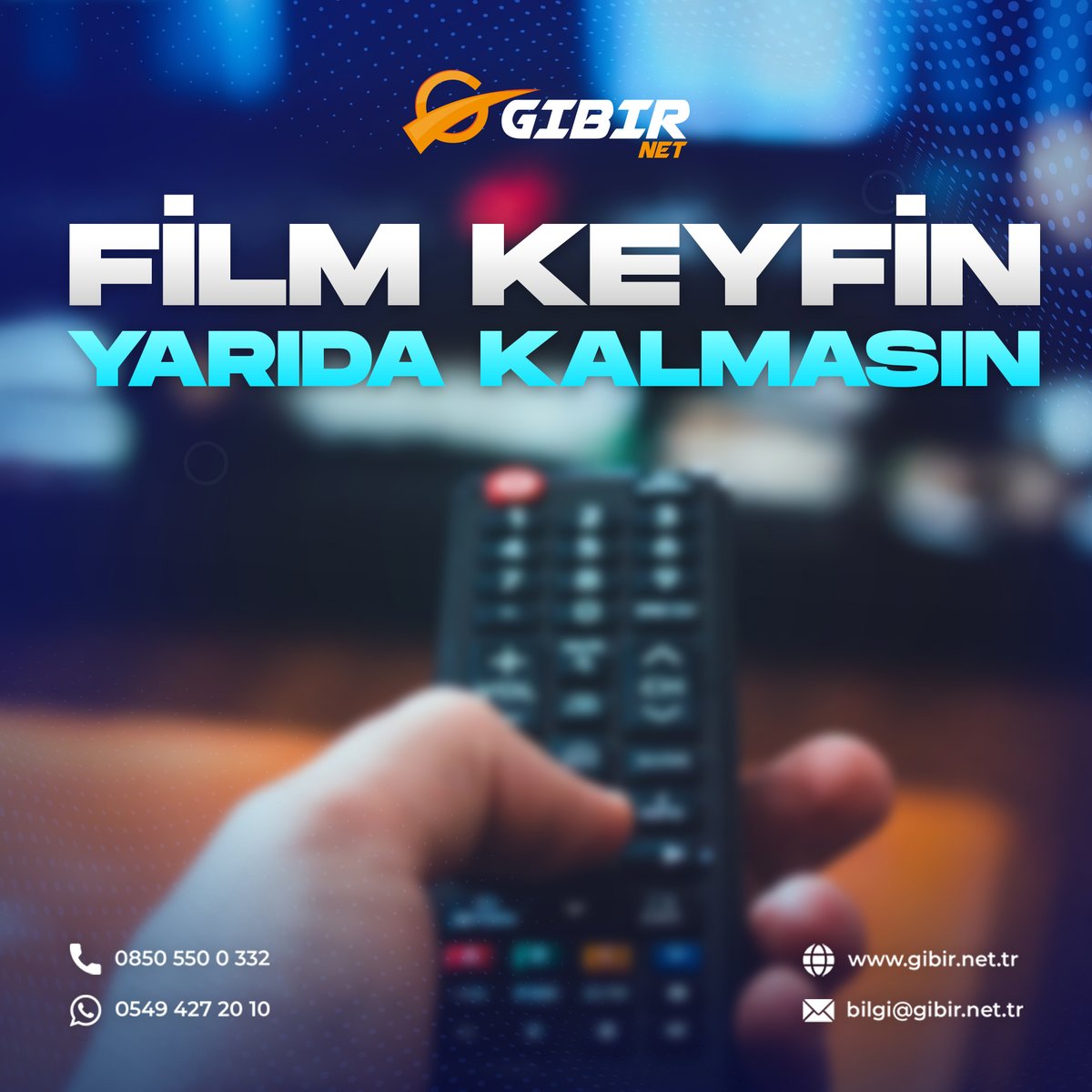 Bu hıza film mi dayanır?
Hemen iletişime geç! Kesintisiz, taahhütsüz ve kotasız interneti kullanmaya başla! #gibirnet
0850 550 0 332