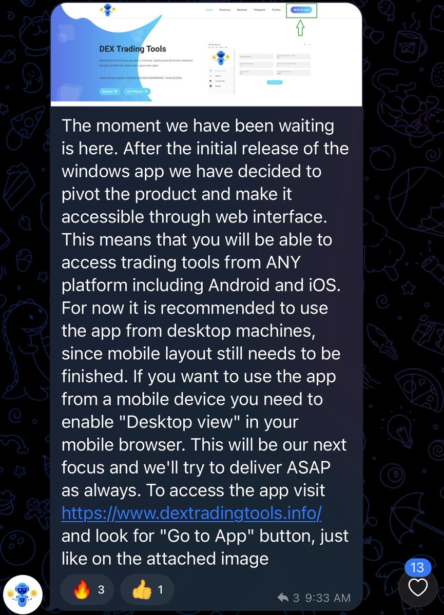 Gazuga6179's tweet image. $DTT dev just dropped the bomb- the trading tools are now available via a DAPP! Limit trade on uniswap from your mobile! Oh yea, tasty 32k mc if your quick enough. NFA LFG #TOOLZ #DTT #ETH