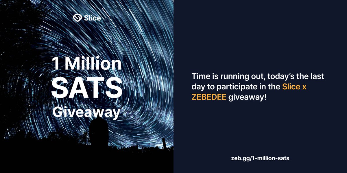 add_slice's tweet photo. 8 hours left to join our 1 Million Sats / $200 Giveaway with @ZBD_Play πΈ
Find out what it's like to be a millionaire:
π https://t.co/xFvLURfgpM
#slice #addslice #passiveincome https://t.co/cPPNG1Tl3B