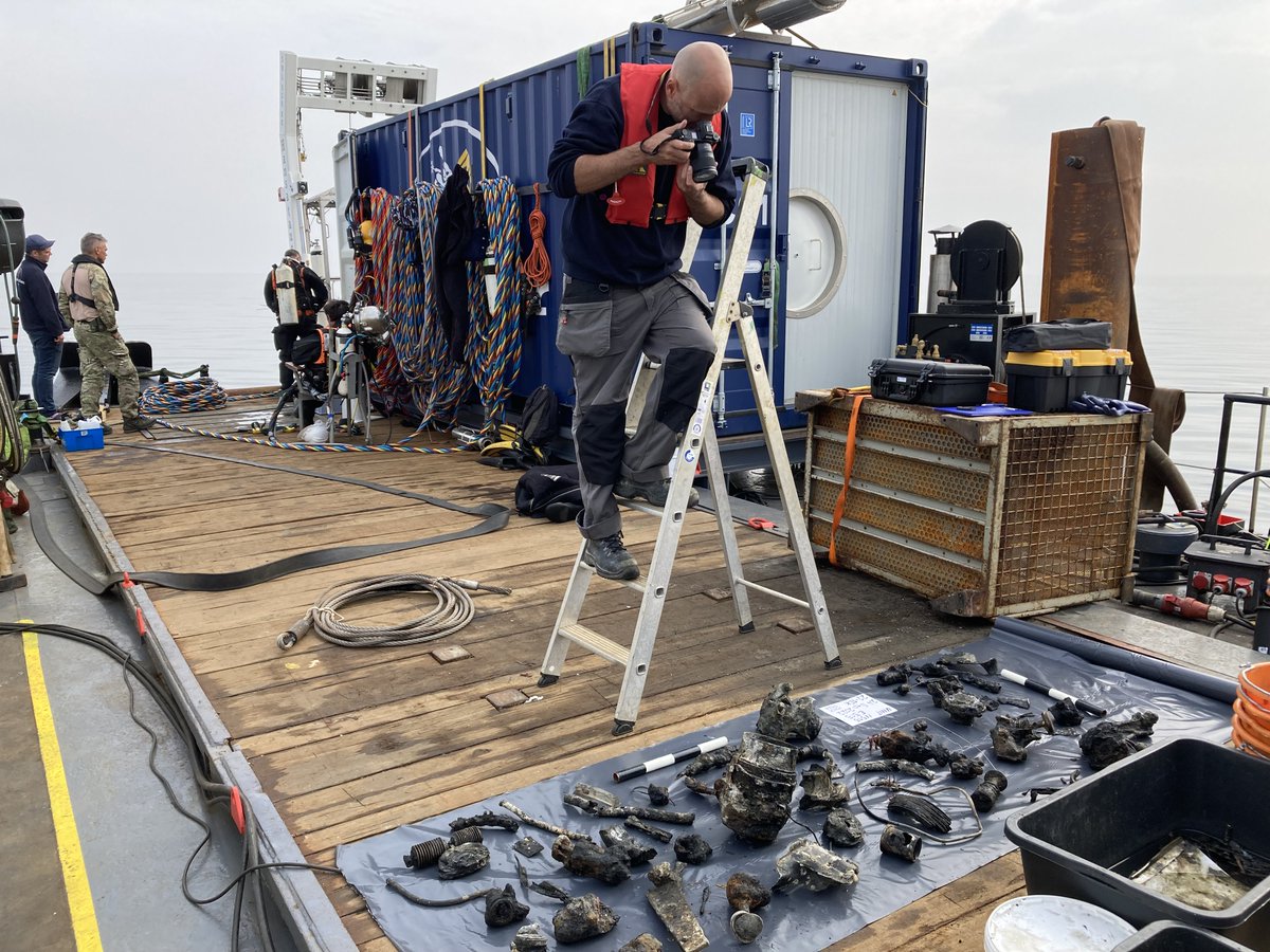 TridentArch's tweet photo. We are diving off the coast of Denmark. Our mission, to explore the wreckage of a B-24 aircraft. Partnering with the @DoDPAA, we are searching for the remains of MIA US servicemen lost during WWII. Here are a few photos of our progress. https://t.co/ALtlpxbW9y