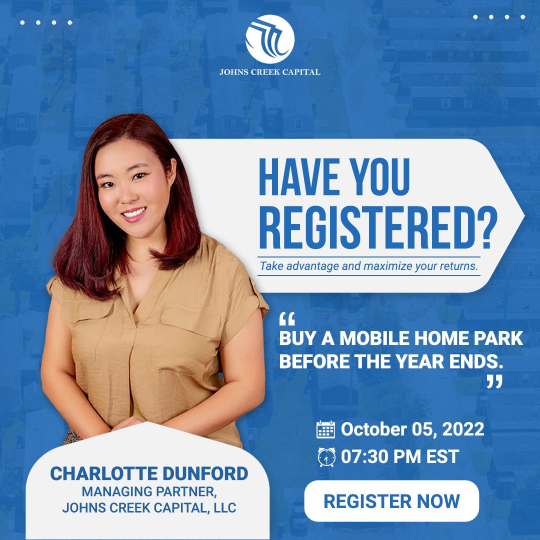 CapitalJohns's tweet photo. ⏰The clock is ticking down to —and if you're interested in buying a mobile home park before then, this webinar is for you

So don't miss out! Register now👉https://t.co/KOevuCK6aI

#webinar #mobilehomepark #mobilehome #mobilehomes #manufacturedhome #realestate  #passiveinvesting https://t.co/novV4WWMDs