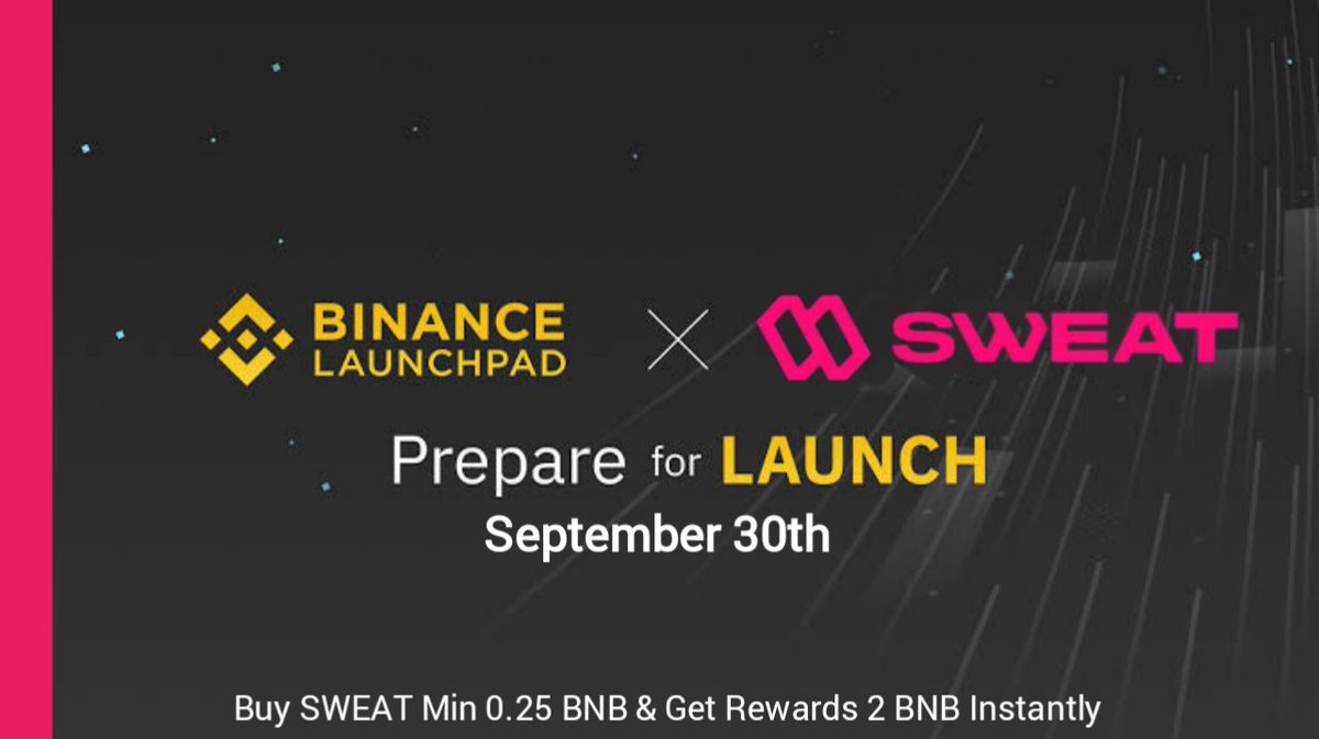 airdrop_testing's tweet photo. AIRDROP $SWEAT X #BINANCE

🎁 10.000.000 $SWEAT &amp; 1.000 $BNB

1. Signup: https://t.co/oHaAuBu5ZJ
2. LIKE + RT
3. FOLLOW US
4. TAG 3 FRIENDS

🔥RT &amp; Like Pinned Post

📋 Fill in your $BNB Address (Bep20)

🔥Distribution will start on 2000 Retweets

#Airdrop #sweat #Giveaway https://t.co/cBOcDBuX3i