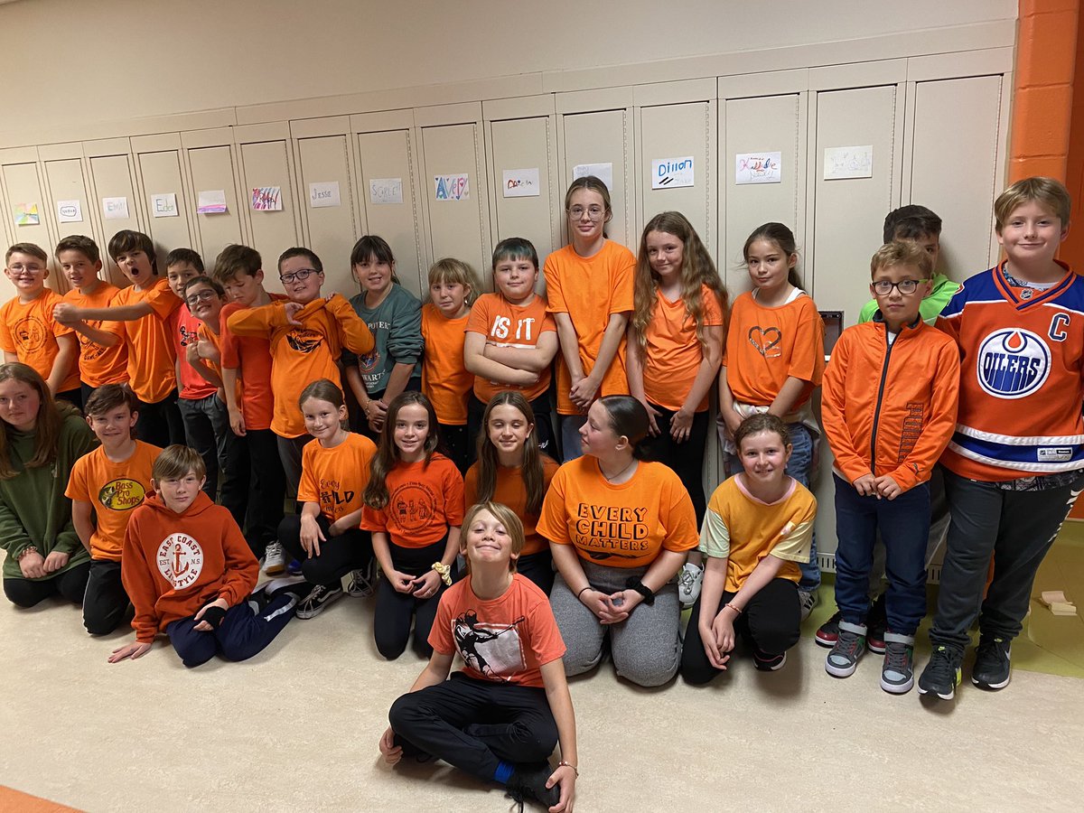 Our class, 5E, wore orange clothing in observance of Truth and Reconciliation Day. <a href="/JuniperRidgeNL/">Juniper Ridge Int</a> @SISNLESD <a href="/NLESDCA/">NLESD</a> #OrangeShirtDay #TruthAndReconciliation