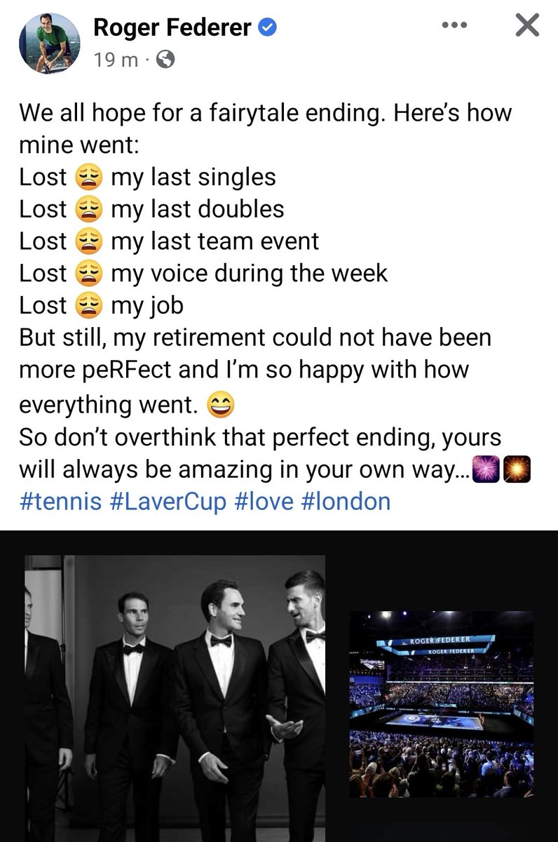 FFLose's tweet photo. Federer qui ponctue sa carrière légendaire avec une ode à la défaite, vous ne verrez rien de plus beau aujourd'hui ❤️ https://t.co/gO2nBSKDQN
