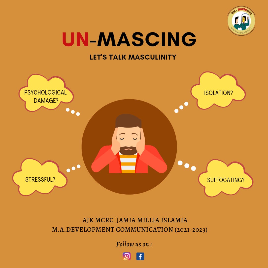 un_mascing's tweet photo. With the objective of awarness, sensitization and breaking the myth around "Toxic Masculinity", we present to you our campaign “Unmascing- Let’s Talk Masculinity.”

#masculinity    #toxicmasculinity #unmascing  #detox #unlearn #mentalhealth  #men  #awarness #breakingthemyths https://t.co/lUV9yiJHYU