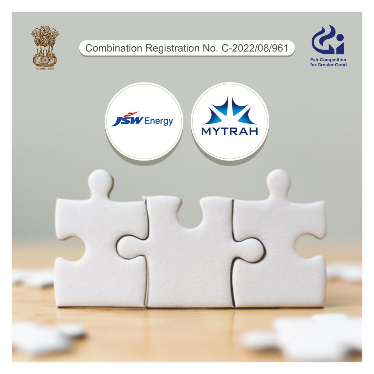 CCI_India's tweet photo. Commission approves acquisition of shareholding of eighteen subsidiaries of Mytrah engaged in power generation by JSW Neo.
#CCIMergerControl #mergers #mergerupdate #megerandacquisition https://t.co/P9qyMjgcLo