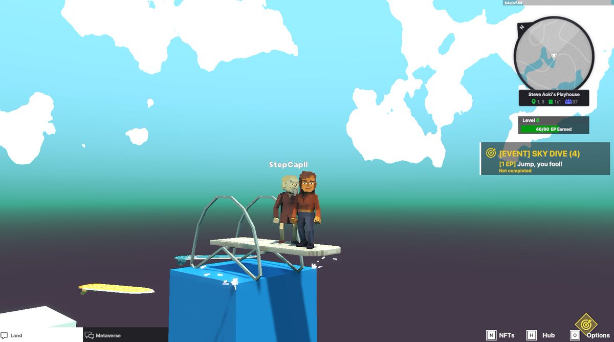 hazeel_nuts's tweet photo. @TheSandboxGame @steveaoki I just participated in the #SandboxAlphaS3Giveaway for a chance to win 500 SAND! Found the high diving board in @steveaoki's Playhouse, check out my screenshot below!
👇
selfie before the jump https://t.co/Bpu8jg2kfA