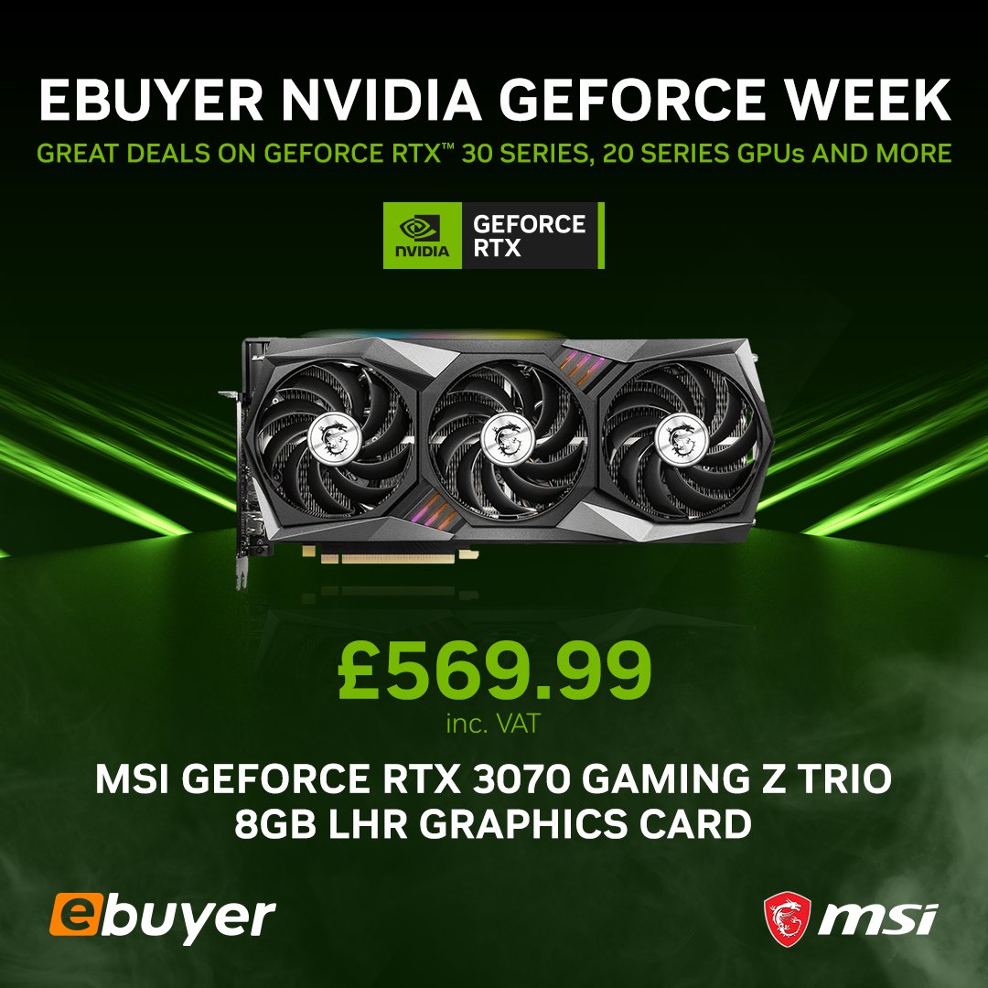 Ebuyer's tweet photo. π’ Save over Β£100 on this superfast card (1845MHz / 8GB DDDR6) π’
Comes with @MSI__UK Center software and RGB Mystic Light.
Limited time offer so donβt miss out. 0% finance available.
Shop now π https://t.co/4ONTf1CtbS
@NVIDIAGeForceUK #GeForceWeek https://t.co/f4umskCulr