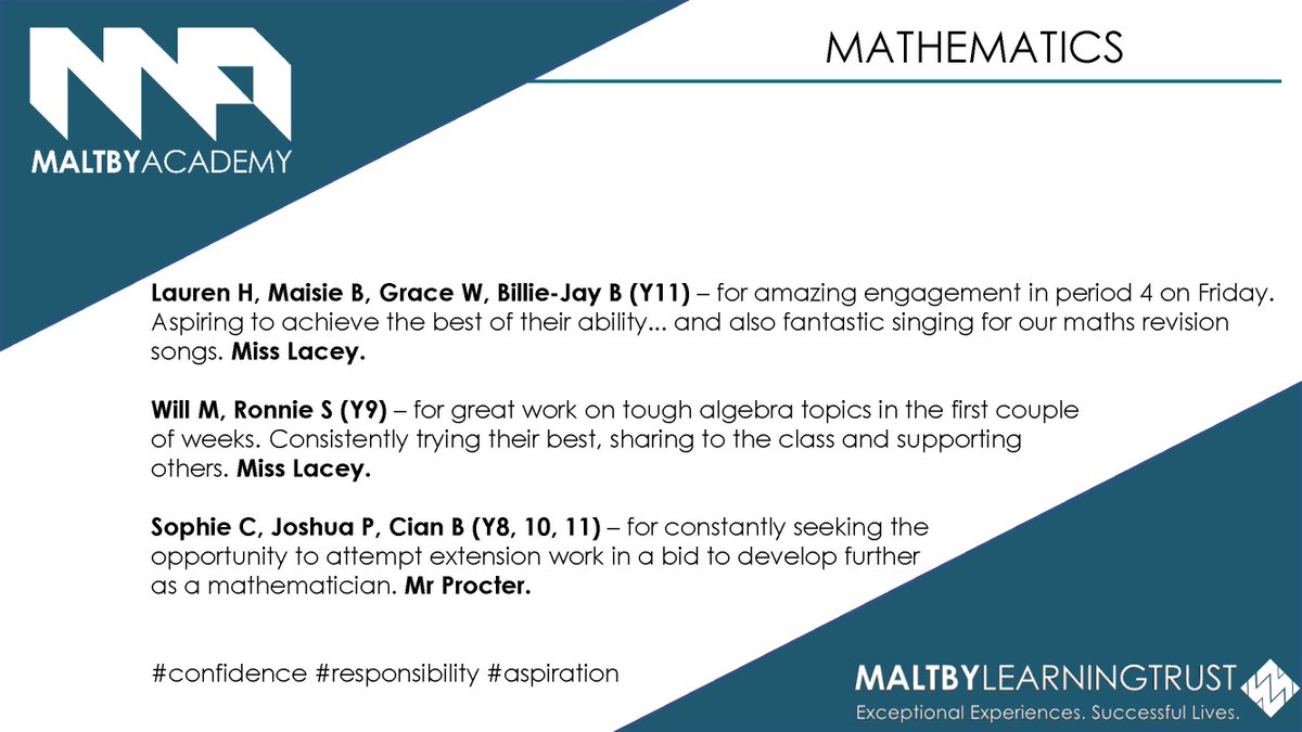 MaltbyAcademy's tweet photo. #responsibility #resilience #aspiration #confidence is shown daily by our maths and science students as they work hard to do their best. https://t.co/z220oHHqSD