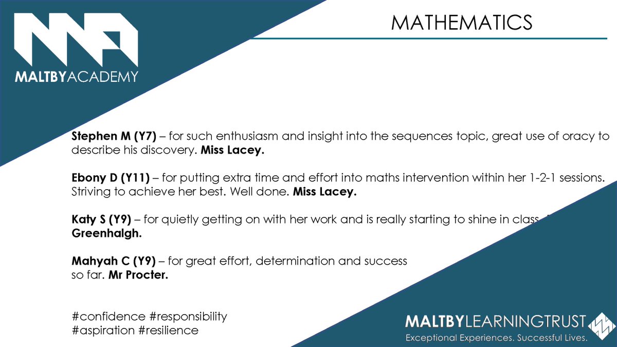 #responsibility #resilience #aspiration #confidence is shown daily by our maths and science students as they work hard to do their best.