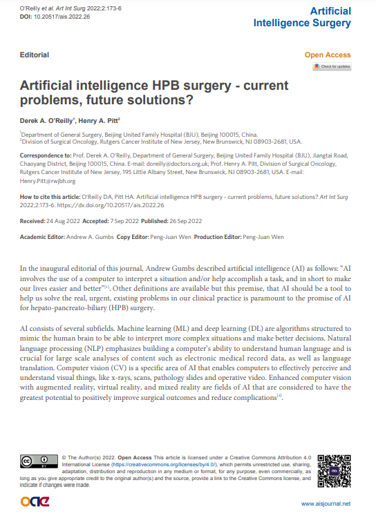 Dana84909929's tweet photo. Welcome to discuss🍀#Artificial #intelligence #HPB #surgery: current problems, future solutions?🍀
👨🎓 @DerekAOReilly @HenryPittMD
@NeilFlochMD @MarcBesselink @liveRPancSurg @laarhoven_stijn @SWexner @Shrikhande_SV @FlavioRochaMD
#deeplearning #AI #ANN #robotassisted #Surgery https://t.co/RZpmSMaOsN