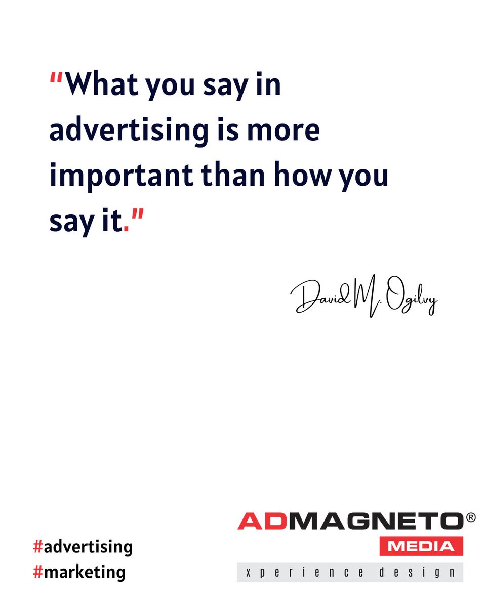 admagneto's tweet photo. “What you say in advertising is more important than how you say it.”
David M. Ogilvy
Check out https://t.co/auqp8ZzI2W
#advertising #marketing #copywriting #creatingads #agencylife #madman #creativity #ogilyquotes #digitalmedia #socialmediamarketing #digitalmediagency https://t.co/C0tUFCbUSo