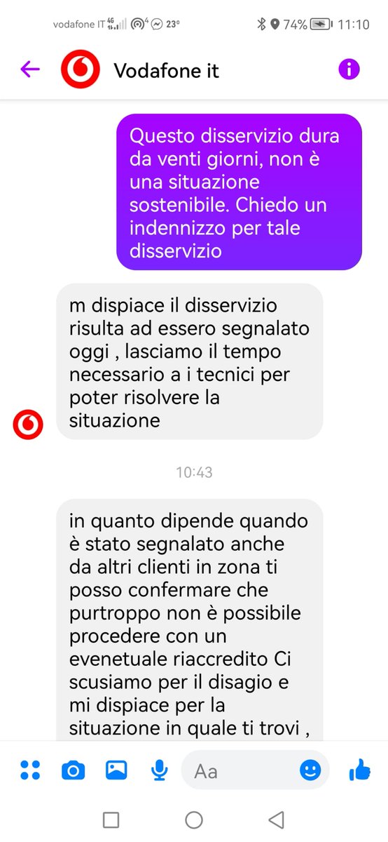 mDesignerIT's tweet photo. @VodafoneIT da 20gg nel comune di Peschici(FG) vi sono disservizi che rendono impossibile l'utilizzo della connessione internet. Questa la risposta ricevuta dal vs servizio clienti su Fb. Dobbiamo cambiare gestore? 
È plausibile tutto ciò? Ci si sente presi letteralmente in giro! https://t.co/6WFVi7SHDK