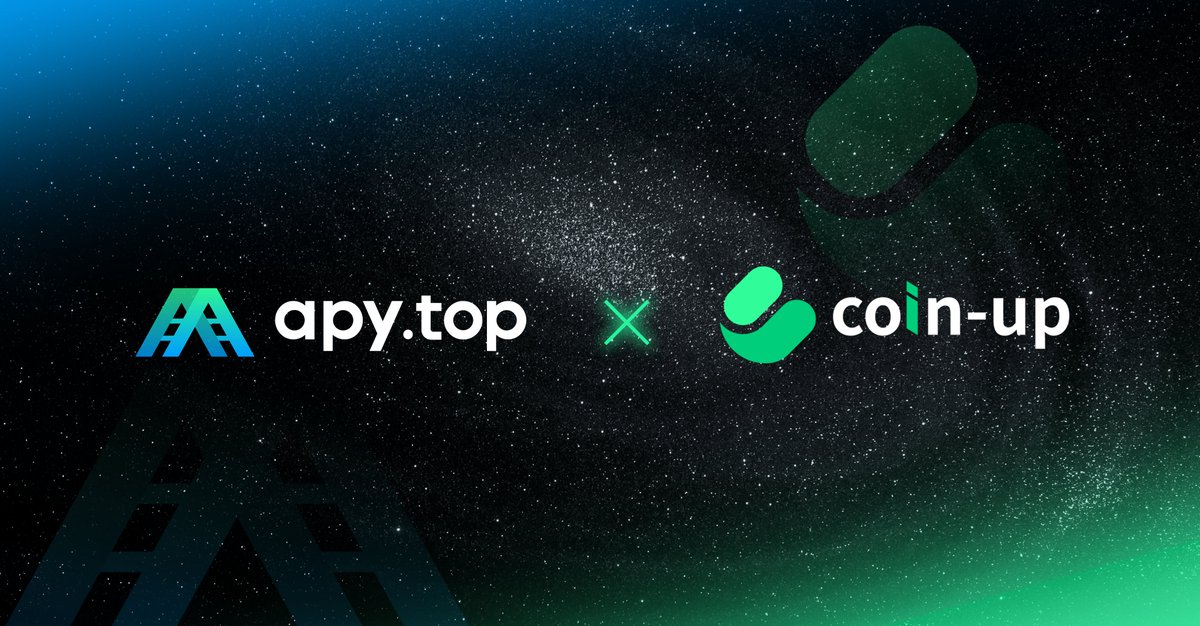 We are excited to announce that APY.TOP partnered with <a href="/CoinUpOfficials/">CoinUp.io</a>

CoinUp—the world's first exchange combined NFT &amp; DAO, read more details at: coin-up.fun/en_US/nft/home

APY.TOP is a multi-chain APY tracking and investing tool

#DeFi #NFT
