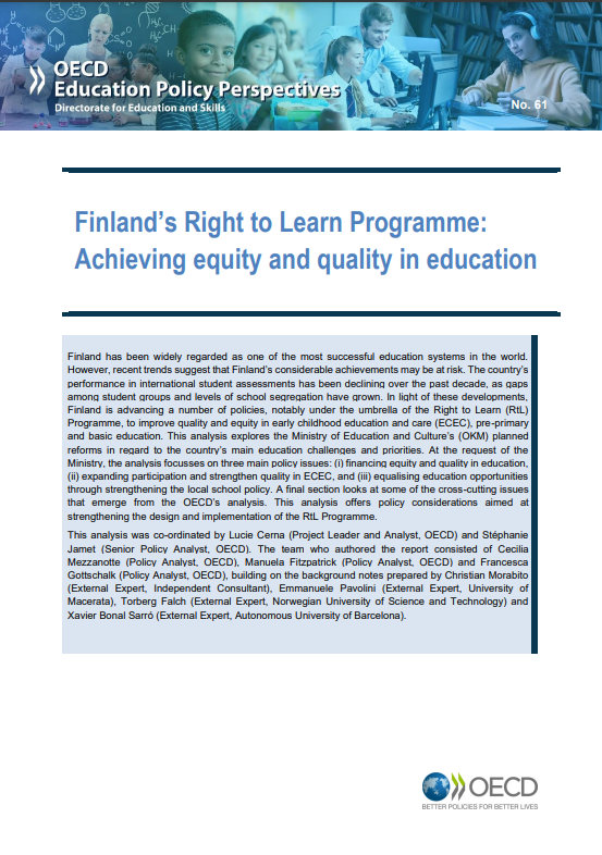 ilianotte's tweet photo. Our Policy Perspective for #Finland's Ministry of Education has been released today. In the paper,  we assessed the country's Right to Learn Programme, which was meant to improve quality and #equity in ECEC, pre-primary and basic education. 

➡️https://t.co/PYHM4XCbs3 https://t.co/0AMWzczWbv