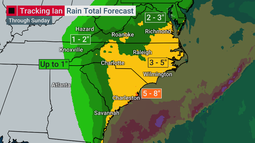 ColleenWeather's tweet photo. #Ian is still a powerful tropical storm this AM. It continues to make its mark across FL w/ eyes set on GA &amp; Carolinas. Ian will likely make another landfall in SC Fri PM. That means #stormsurge #wind #inlandflooding are concerns for places like #Charleston #Savannah #MyrtleBeach https://t.co/WZgBvEzPiP