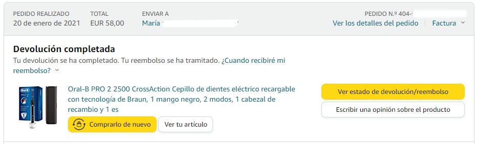 eme_ub's tweet photo. Estoy intentando hacer uso de mi derecho de garantía legal de 2 años con @amazon, pero me niegan este derecho alegando que ya he hecho uso de esta en otro pedido, son productos iguales pero pedidos completamente diferentes. ¿Qué puedo hacer @consumidores @RubenSanchezTW? https://t.co/bquCYz1D0y