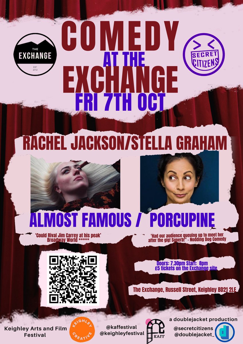 Double Jacket Arts (@doublejacket_) on Twitter photo NEXT WEEK AT <a href="/ExchangeArts/">TheExchange Keighley</a>
COMEDY AT THE EXCHANGE as part of <a href="/KAFFestival/">Keighley Arts and Film Festival</a>
Friday 7th October
Doors 7.30pm Start 8pm
£5 tickets >> exchangearts.co.uk/event/comedy-a… NEXT WEEK AT <a href="/ExchangeArts/">TheExchange Keighley</a>
COMEDY AT THE EXCHANGE as part of <a href="/KAFFestival/">Keighley Arts and Film Festival</a>
Friday 7th October
Doors 7.30pm Start 8pm
£5 tickets >> exchangearts.co.uk/event/comedy-a…