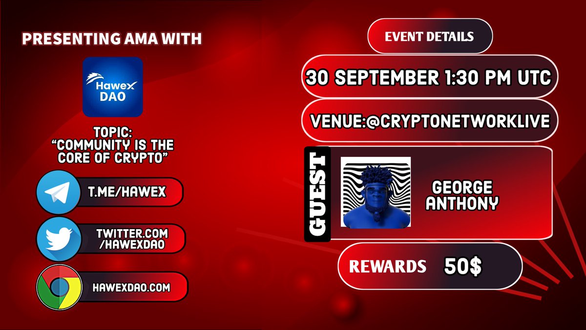 Cryptolive01's tweet photo. 🔥 #Cryptonetwork x #Hawex AMA!

🤑 50$ USDT Shared! 
⏰ Sept 30 01:30 PM(UTC) 

✅ Join &amp; Invite friends to our TG https://t.co/GokWFSbShi

✅ Fill in this form 👇👇

https://t.co/v9XX2RGPXs https://t.co/dprCRvsWqb